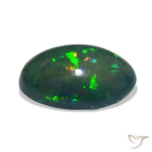 Ópalo negro Multicolor natural de 2.90 ct, Ovalada, Transparente