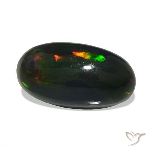 Ópalo negro Multicolor natural de 2.19 ct, Corte Óvalo, Opaco
