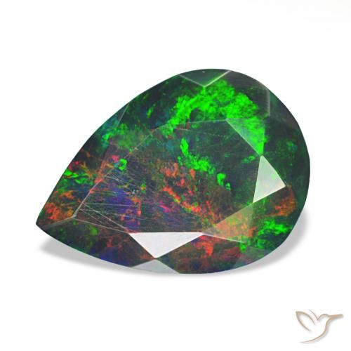 1.40ct Multicolor Ópalo negro, En forma de pera, Opaco