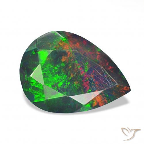 Ópalo negro Multicolor natural de 1.40 ct, En forma de pera, Opaco