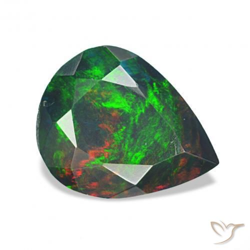 Ópalo negro Multicolor natural de 1.13 ct, En forma de pera, Opaco