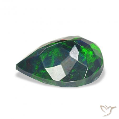 Ópalo negro Multicolor natural de 1.13 ct, En forma de pera, Opaco