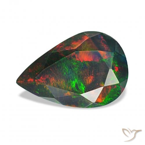 Ópalo negro Multicolor natural de 1.16 ct, En forma de pera, Opaco