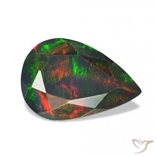 Ópalo negro Multicolor natural de 1.16 ct, En forma de pera, Opaco