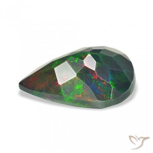 Ópalo negro Multicolor natural de 1.16 ct, En forma de pera, Opaco
