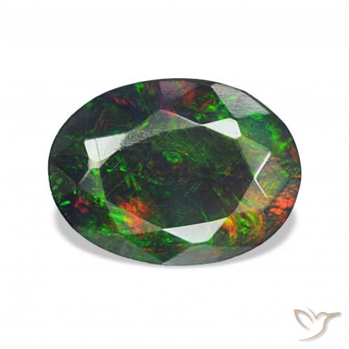1.60ct Multicolor Ópalo negro, Ovalada, Opaco