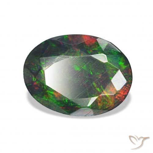 Ópalo negro Multicolor natural de 1.60 ct, Ovalada, Opaco