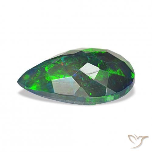 Ópalo negro Multicolor natural de 1.38 ct, En forma de pera, Opaco