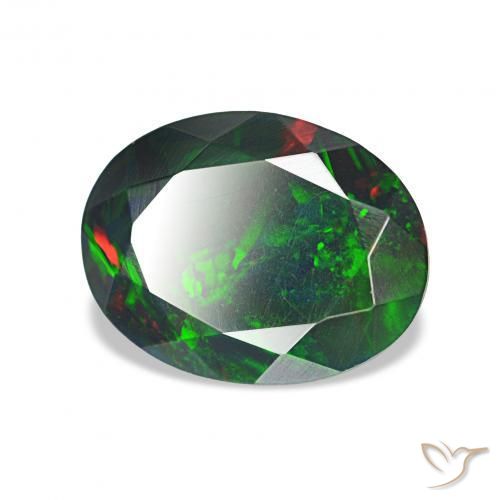 Ópalo negro Multicolor natural de 1.07 ct, Ovalada, Opaco