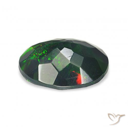 Ópalo negro Multicolor natural de 1.07 ct, Ovalada, Opaco
