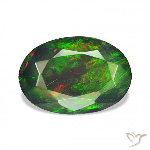 1.48ct Multicolor Ópalo negro, Ovalada, Opaco