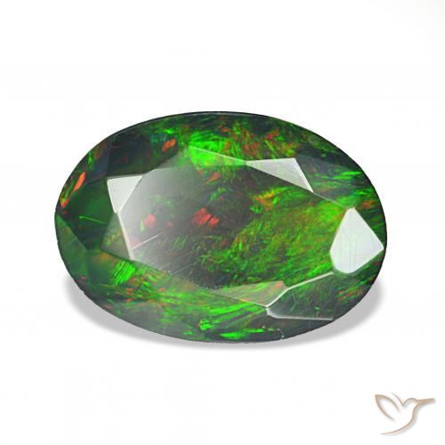 Ópalo negro Multicolor natural de 1.48 ct, Ovalada, Opaco