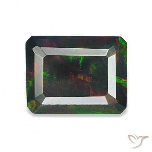 1.12ct Multicolor Ópalo negro, corte esmeralda, Opaco
