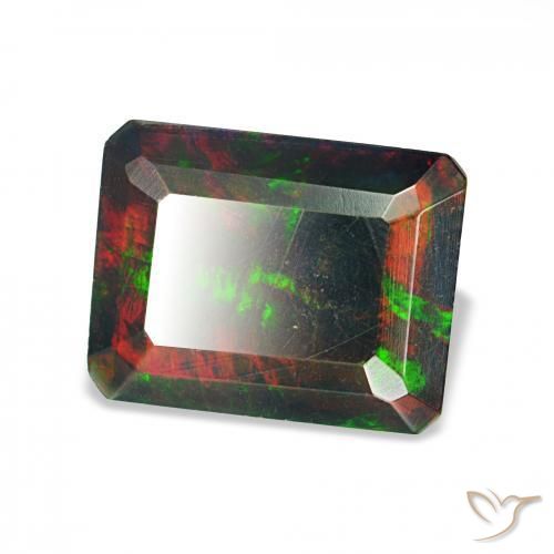 Ópalo negro Multicolor natural de 1.12 ct, Corte Octágono / Esmeralda, Opaco