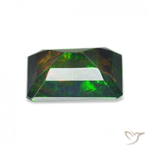 Ópalo negro Multicolor natural de 1.12 ct, Corte Octágono / Esmeralda, Opaco