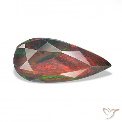 Ópalo negro Multicolor natural de 1.24 ct, En forma de pera, Opaco