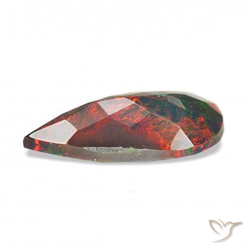 Ópalo negro Multicolor natural de 1.24 ct, En forma de pera, Opaco