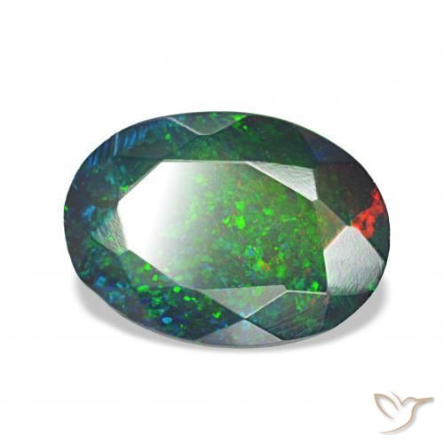 Ópalo negro Multicolor natural de 1.36 ct, Ovalada, Opaco