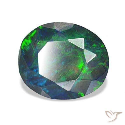 Ópalo negro Multicolor natural de 1.82 ct, Ovalada, Opaco