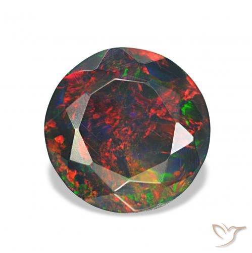 Ópalo negro Multicolor natural de 1.70 ct, Redondo, Opaco