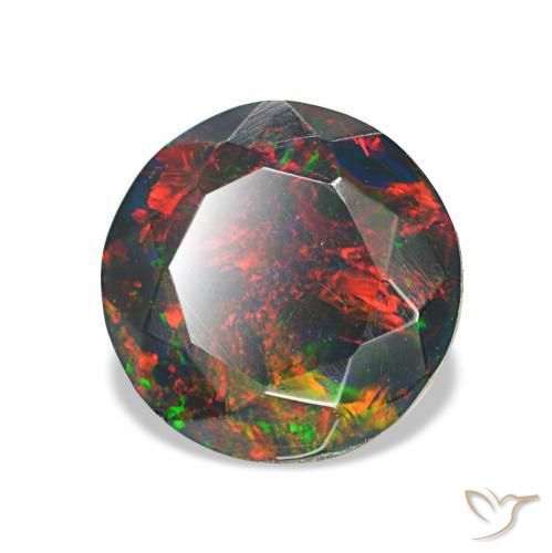 Ópalo negro Multicolor natural de 1.70 ct, Redondo, Opaco