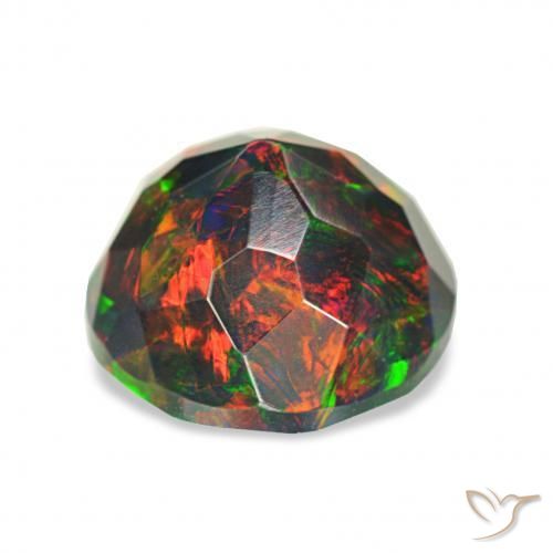 Ópalo negro Multicolor natural de 1.70 ct, Redondo, Opaco