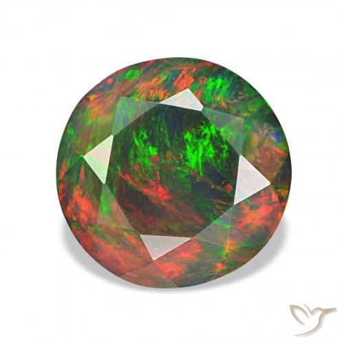 Ópalo negro Multicolor natural de 1.47 ct, Redondo, Opaco