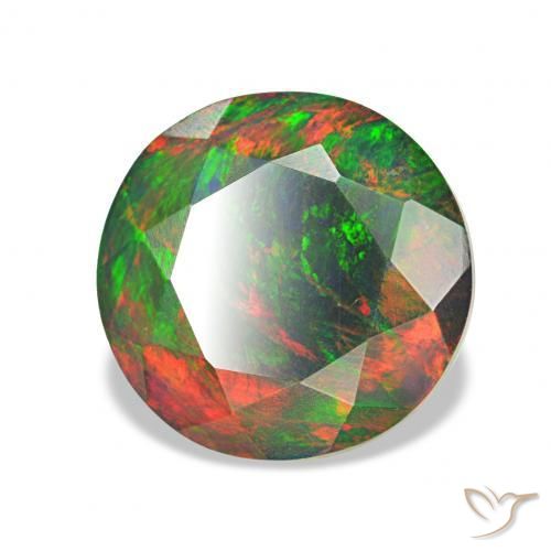 Ópalo negro Multicolor natural de 1.47 ct, Redondo, Opaco