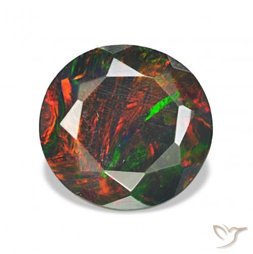 Ópalo negro Multicolor natural de 1.41 ct, Redondo, Opaco
