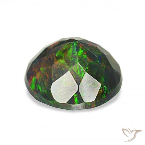 Ópalo negro Multicolor natural de 1.41 ct, Redondo, Opaco