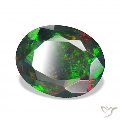 Ópalo negro Multicolor natural de 2.12 ct, Ovalada, Opaco