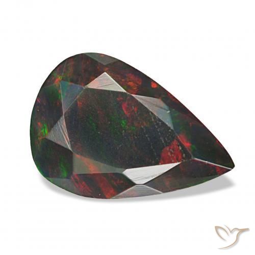 Ópalo negro Multicolor natural de 1.38 ct, En forma de pera, Opaco