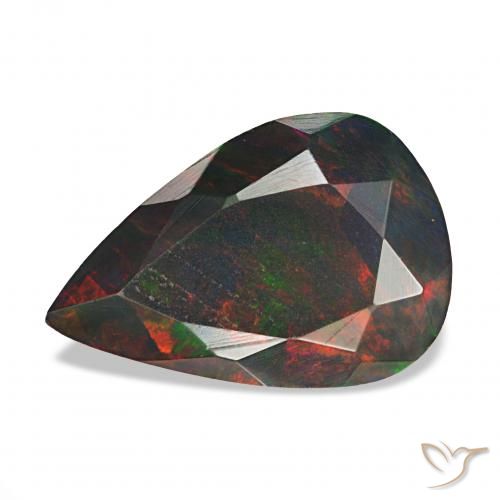 Ópalo negro Multicolor natural de 1.38 ct, En forma de pera, Opaco