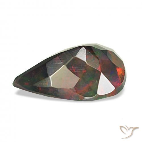 Ópalo negro Multicolor natural de 1.38 ct, En forma de pera, Opaco