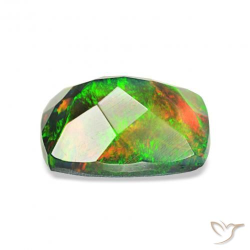 Ópalo negro Multicolor natural de 1.26 ct, Forma Cojín, Opaco