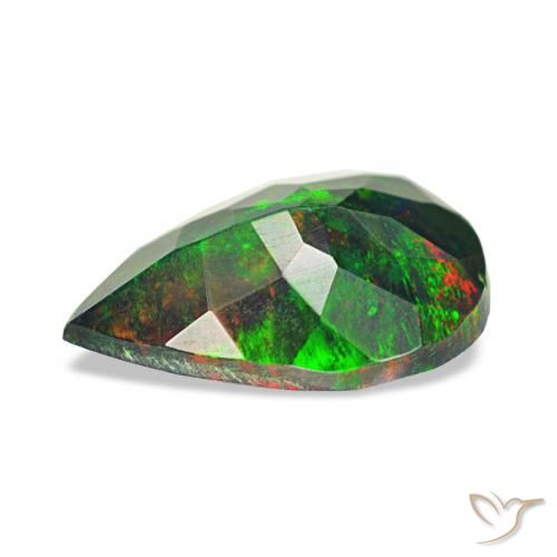 Ópalo negro Multicolor natural de 0.83 ct, En forma de pera, Opaco