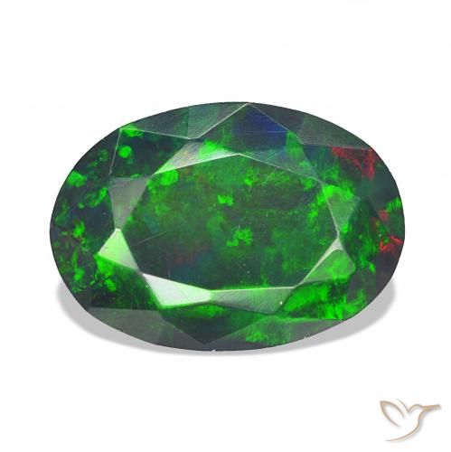 Ópalo negro Multicolor natural de 1.99 ct, Ovalada, Opaco