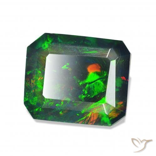 Ópalo negro Multicolor natural de 1.04 ct, Corte Octágono / Esmeralda, Opaco