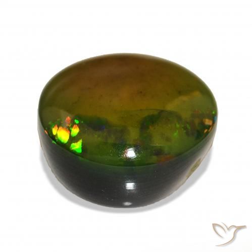 Ópalo negro Multicolor natural de 8.57 ct, Redondo, Opaco