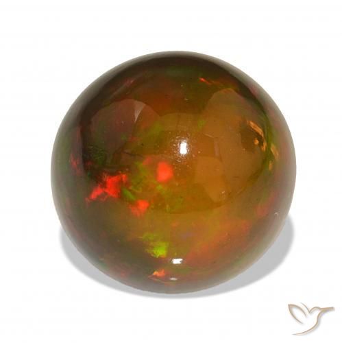Ópalo negro Multicolor natural de 11.06 ct, Redondo, Opaco
