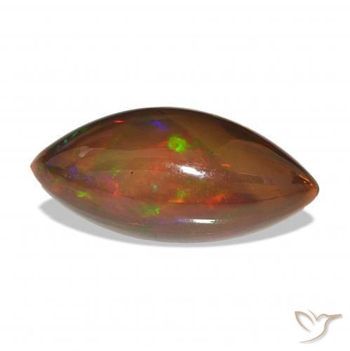 Ópalo negro Multicolor natural de 7.15 ct, Marquesa, Opaco