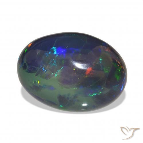 Ópalo negro Multicolor natural de 7.19 ct, Ovalada, Opaco