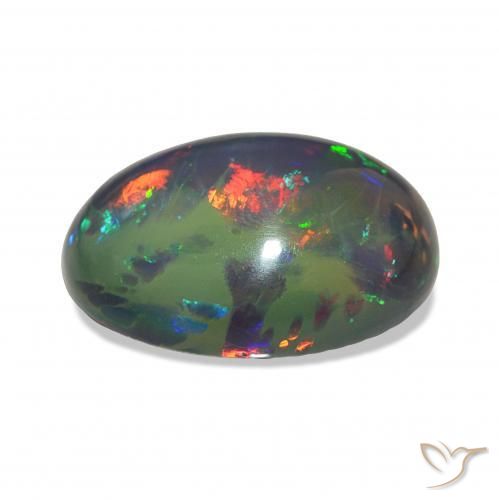 Ópalo negro Multicolor natural de 7.19 ct, Ovalada, Opaco