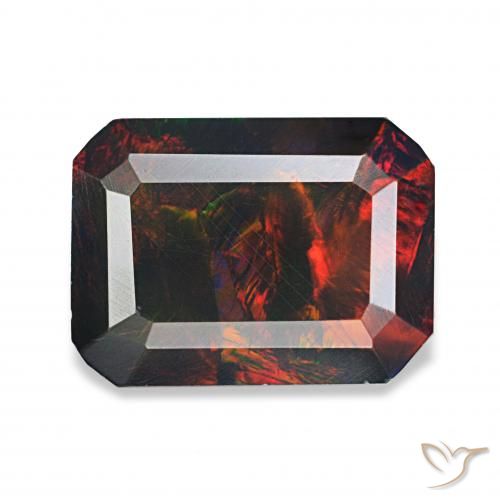 1.24ct Multicolor Ópalo negro, corte esmeralda, Opaco