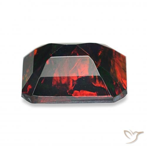 Ópalo negro Multicolor natural de 1.24 ct, Corte Octágono / Esmeralda, Opaco