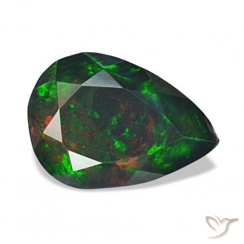 Ópalo negro Multicolor natural de 1.62 ct, En forma de pera, Opaco