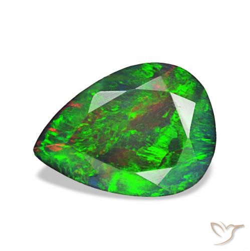 Ópalo negro Multicolor natural de 1.23 ct, En forma de pera, Opaco