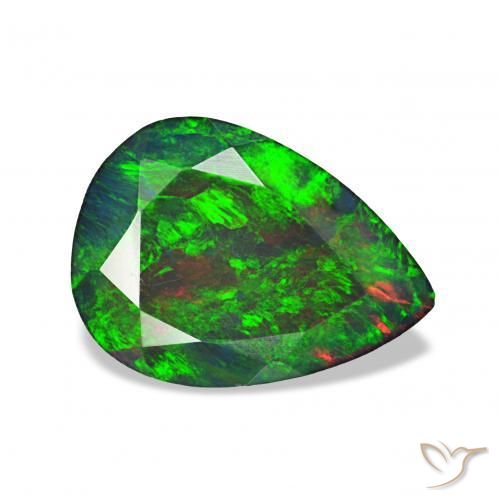 Ópalo negro Multicolor natural de 1.23 ct, En forma de pera, Opaco