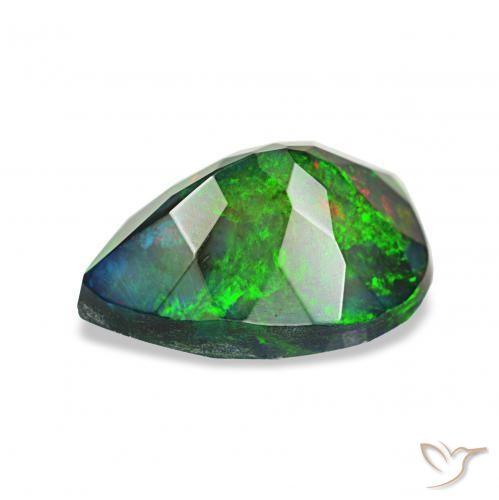 Ópalo negro Multicolor natural de 1.23 ct, En forma de pera, Opaco