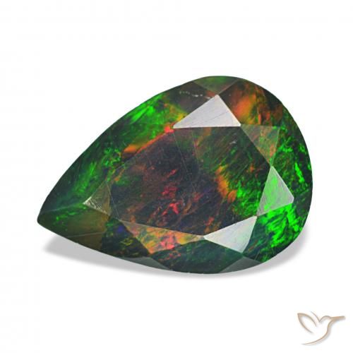 Ópalo negro Multicolor natural de 1.24 ct, En forma de pera, Opaco